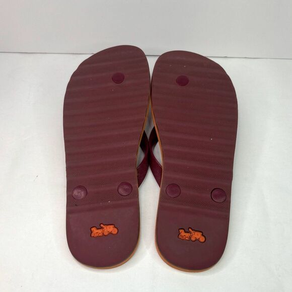 Coach Zack Multicolor Monogram Flip Flop Sandals Womens Comfy Pink Orange Stripe - Picture 10 of 10